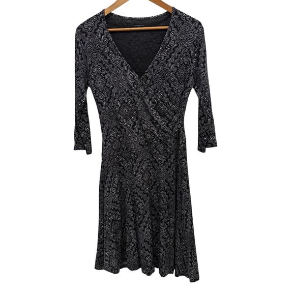Garnet Hill Brianna Surplice Knit Dress Women's Medium A-Line V-neck - Picture 7 of 7